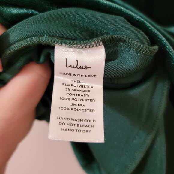 Lulus NWT Living it‎ Luxe Taupe Velvet Tulip Mini Dress Emerald Green Size L - Picture 11 of 13
